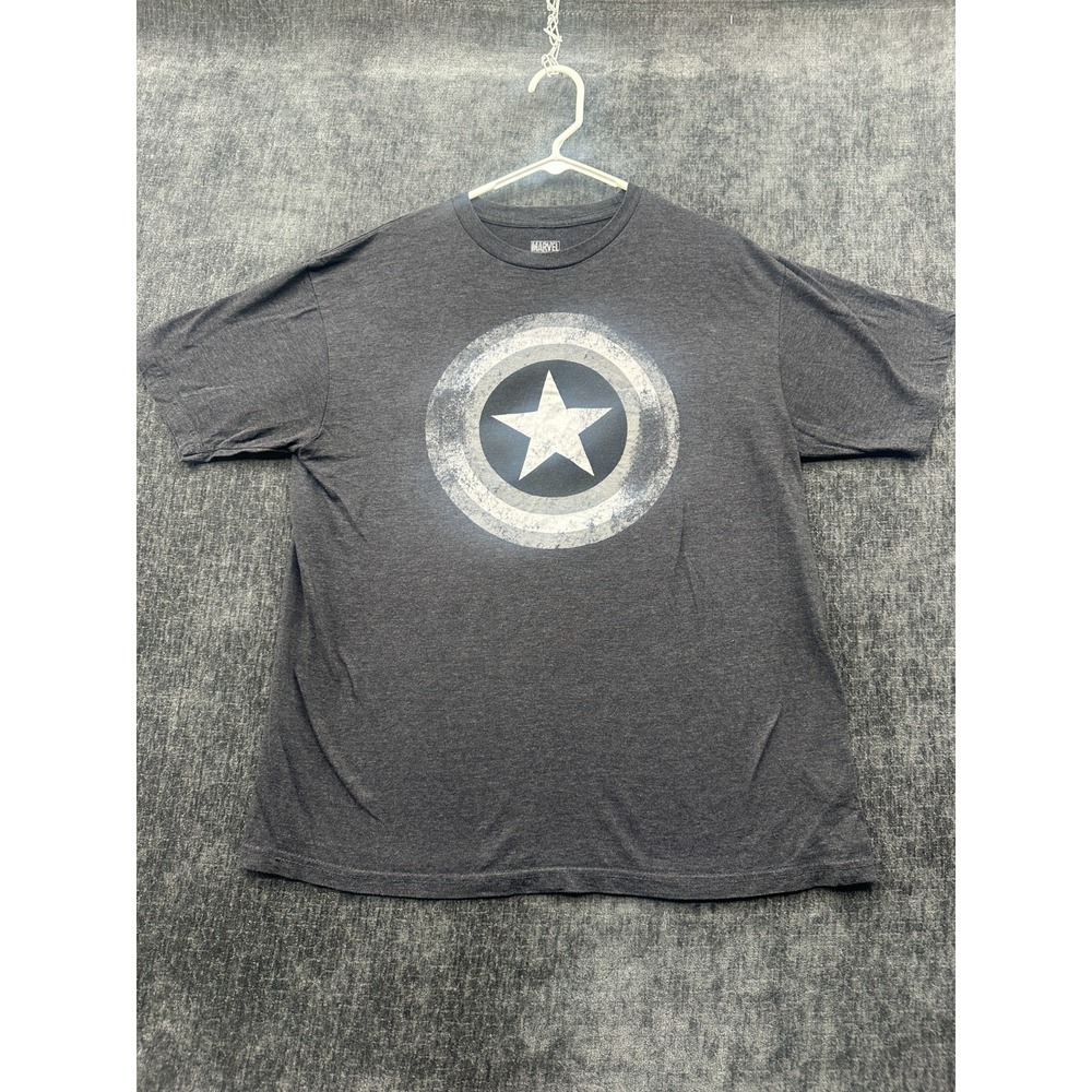 Marvel T Shirt Mens Large Charcoal Gray Cotton Captain America Shield Logo